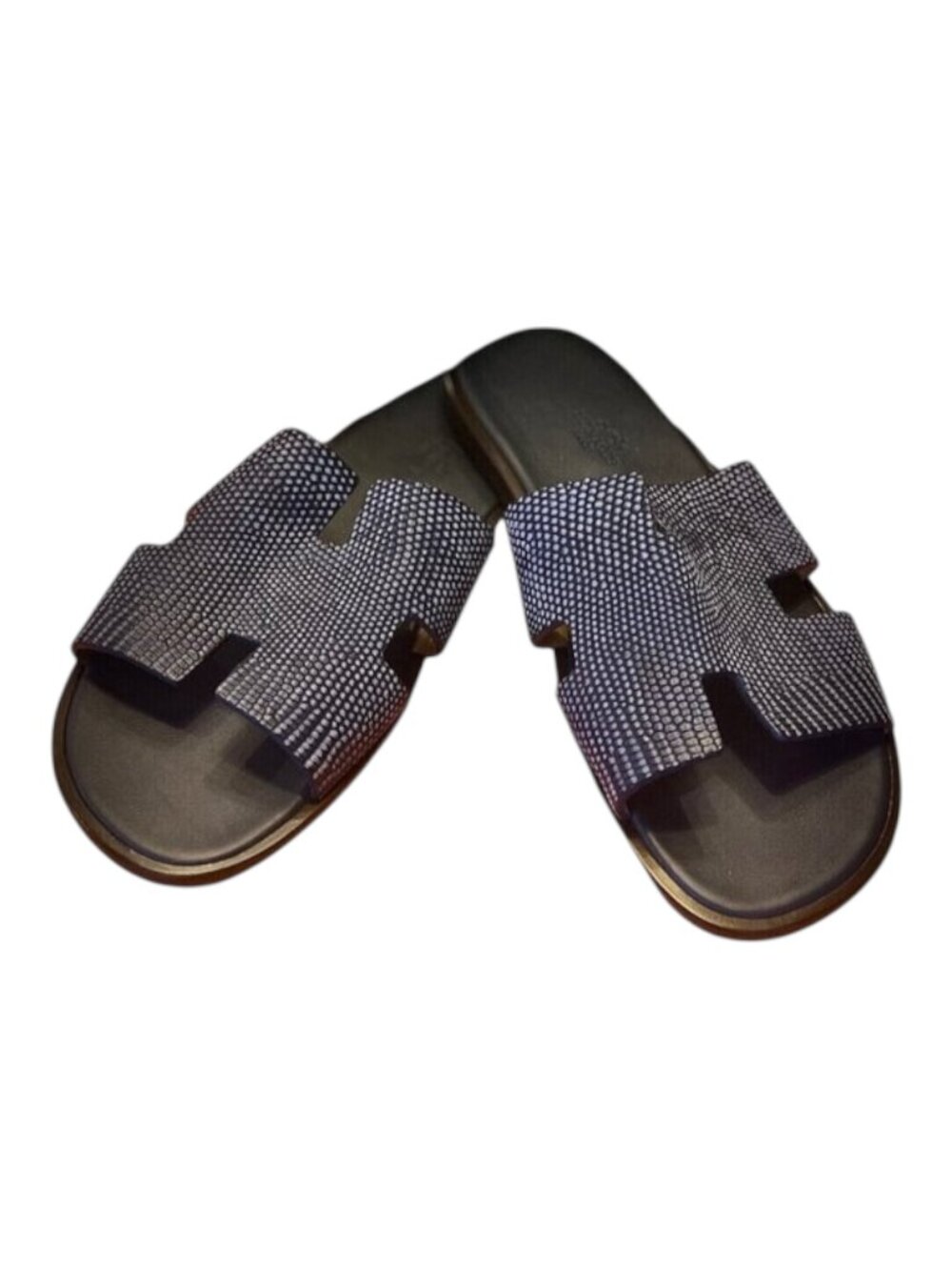 HERMES Matte Lizard Izmir Sandals Iconic H Cutout Shoes EU 41 Flip Flops Italy
